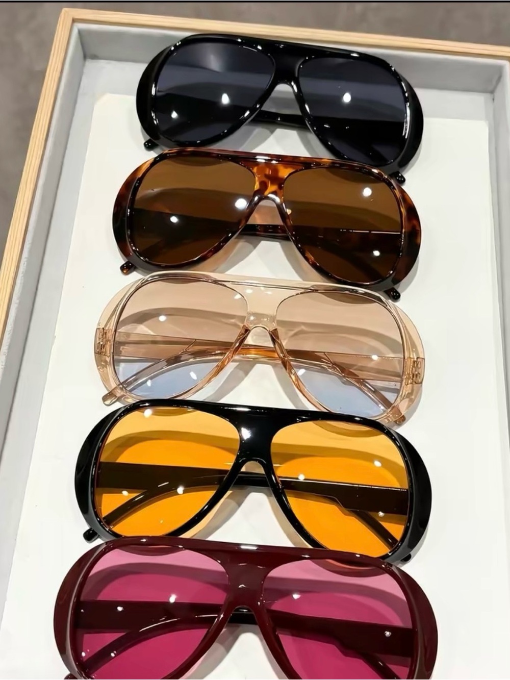 Women’s Oversized Aviator Sunglasses - Black, Tortoise, Champagne, Amber, Rose